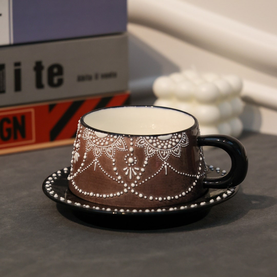 Handmade Ceramic Mug. Hand Painted Lace Pattern Coffee Mug. Custom Mug ...