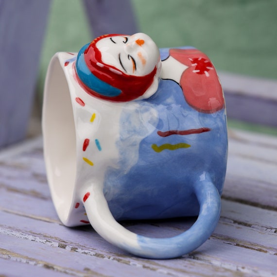 Handmade Ceramic Portraits Hand Painted Girls Coffee Tea