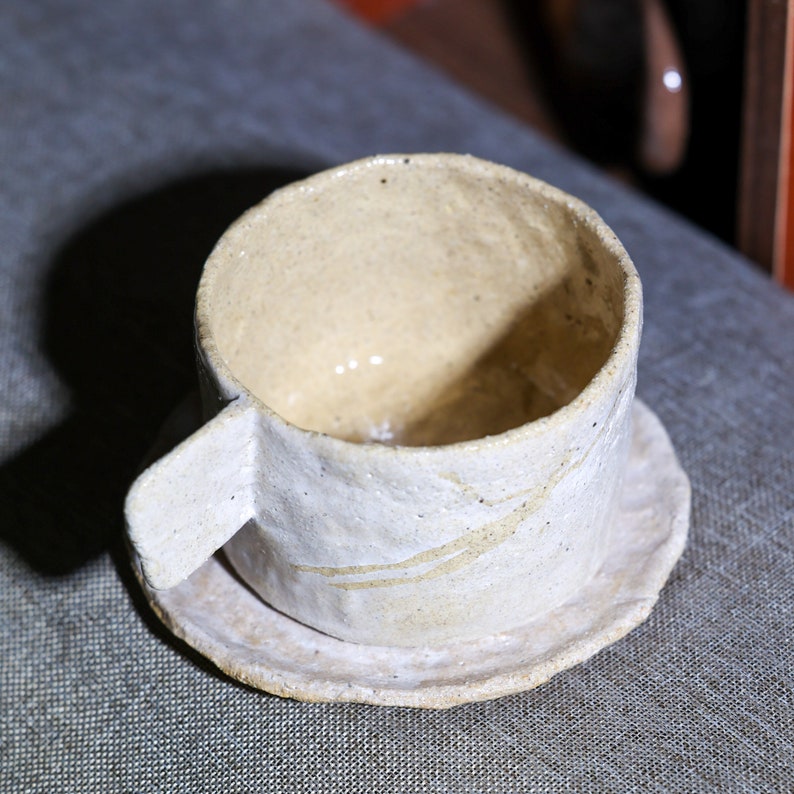 Handmade Ceramic Mug. Hand Painted Animal and Leaf Coffee Mug. Mug With Handle. Drinkware. Gifts for Her. Mug and Saucer Set. Pottery Mug. image 6
