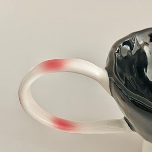 Camellia Handcrafted Ceramic mug, Black Glaze Coffee Mug, Gift for her, Coffee Lover, Housewarming Gift, Vintage Mug, Unique Mug image 3