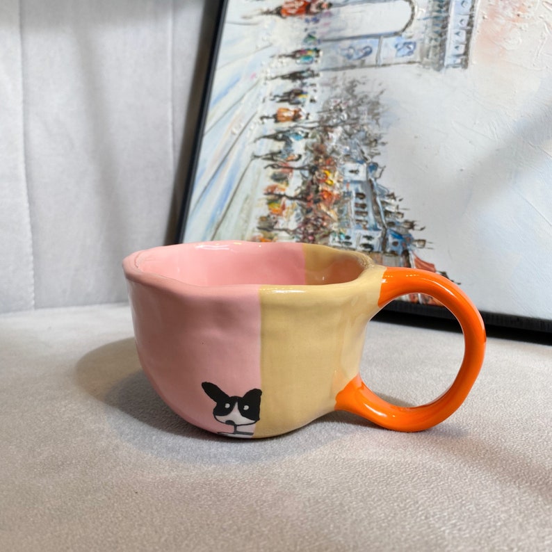 Handmade Ceramic Mugs. Hand Painted Border Collie Mug. Coffee Cup. Tea Cup. Milk Cup. Ceramic Drinkware. Coffee Lover. Colorful Mug. image 6