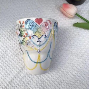 Handmade Ceramic Mug. Hand Painted Hydrangea Mug. Cola Cup. Water Cup. Custom Mug With No Handle. Coffee Lover. Housewarming Gifts.