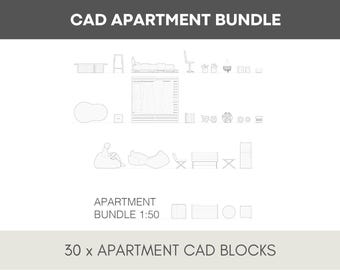 CAD Block Apartment Bundle DWG/PDF, Vector Illustration, Interior Design, Architecture Download, Digital Download, Bedroom Furniture dwg