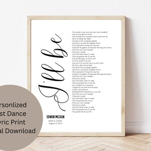 wedding lyric print, wedding lyrics, first dance song, anniversary gift, anniversary gift for him, music lyrics, personalized wedding gift,