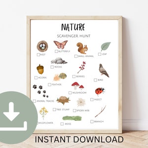 Printable scavenger hunt, kids scavenger hunt, nature scavenger hunt, Children&#39;s Party Game, camping scavenger hunt, scavenger hunt for kid