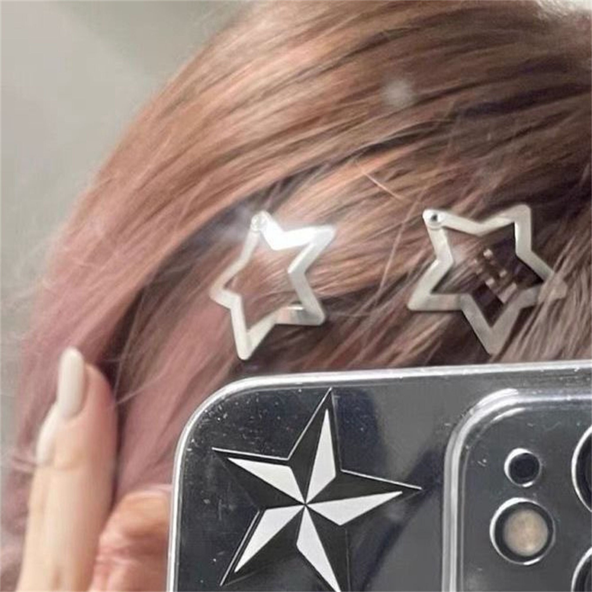 Y2k Star Hair Clip Silver Fivepointed Hair Clip Star Etsy