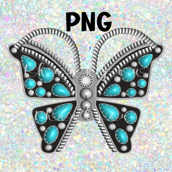 Butterfly pin turquoise PNG, Navajo design, Indigenous, Native American, Sublimation, southwest, clipart, digital download, jewelry, western