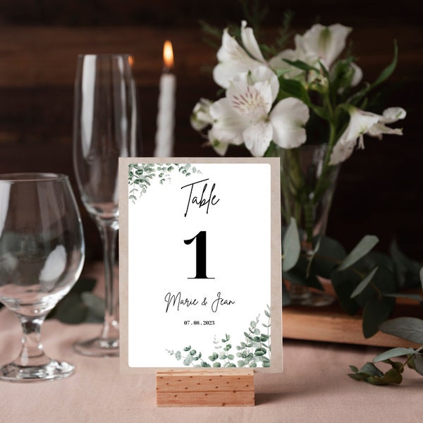 Affiche numéro de table mariage personnalisée - thème champêtre - prêt à imprimer