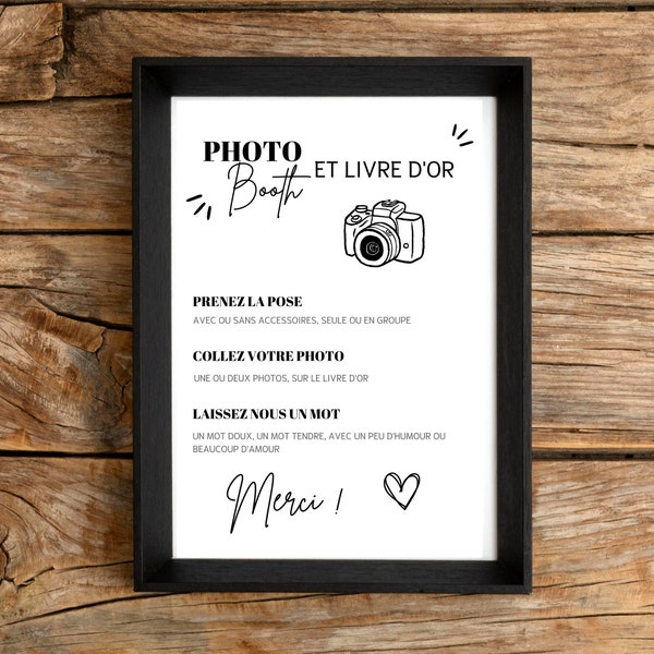 Affiche pour Photobooth et Livre d'or - Décoration mariage