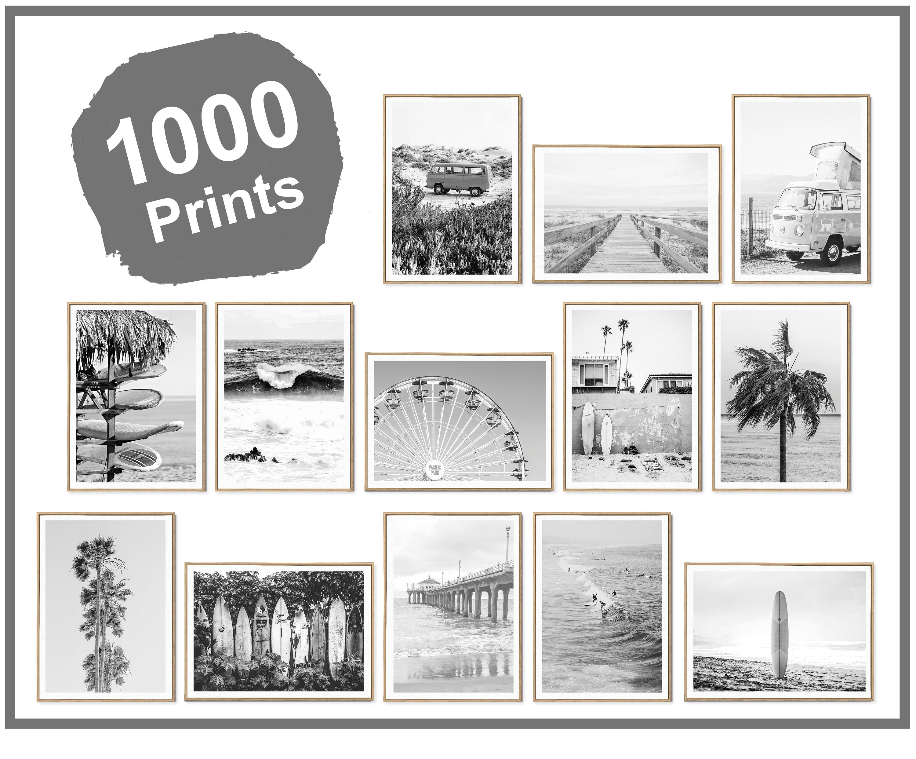 1000 Prints Black & White BEACH Collection, Beach Wall Art, Ocean Prints, Coastal Prints, Beach Prints, Coastal Wall Decor