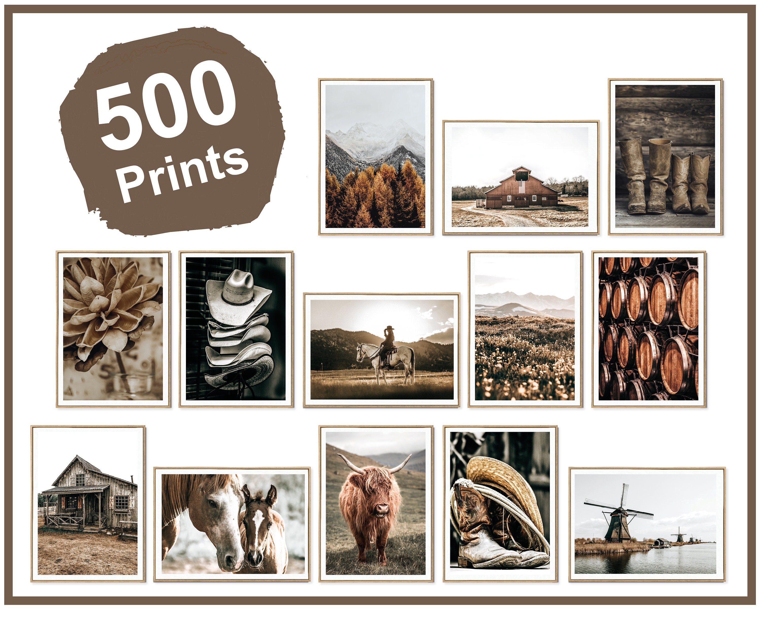 500 Prints RUSTIC Collection, Rustic Wall Art, Farmhouse Decor, Rutic ...