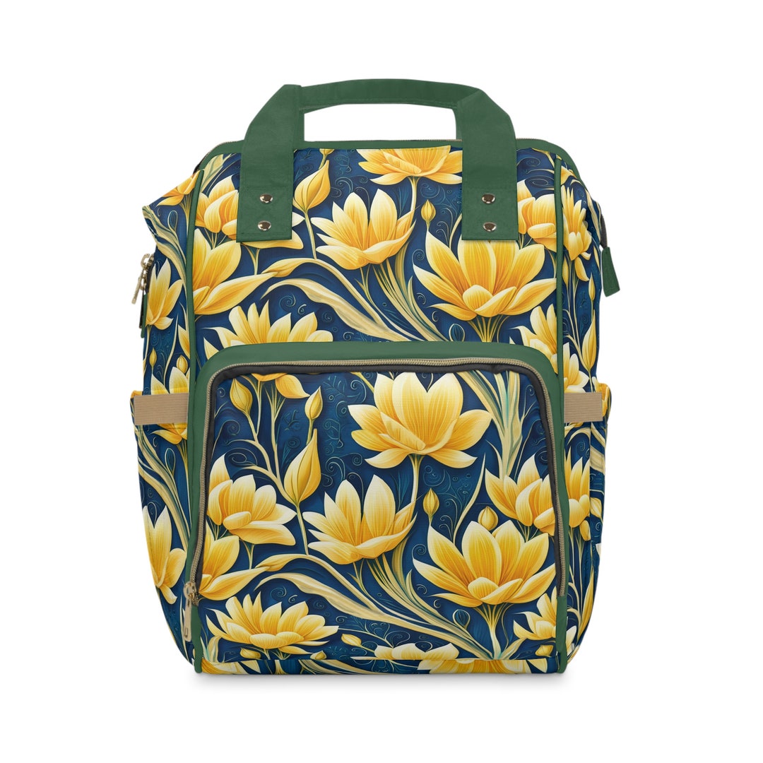 Golden Blooms Multifunctional Diaper Backpack Etsy