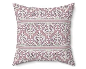 Coussin carré en polyester Antefixae rose, oreiller