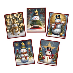 Serie di cartoline d'auguri natalizi e stagionali con pupazzo di neve N.2 Biglietti d'auguri multi-design (confezione da 5)