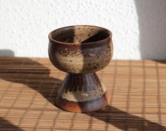 Vintage Tingkeramik goblet, Danish studio pottery goblet, rustic vase, Brown goblet, Mid century modern ceramic, signed ceramic