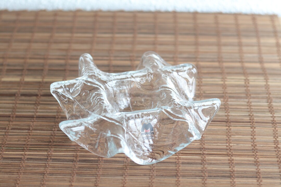 ヴィンテージ Muurla ガラスキャンドルホルダー：フィンランドのミニマ