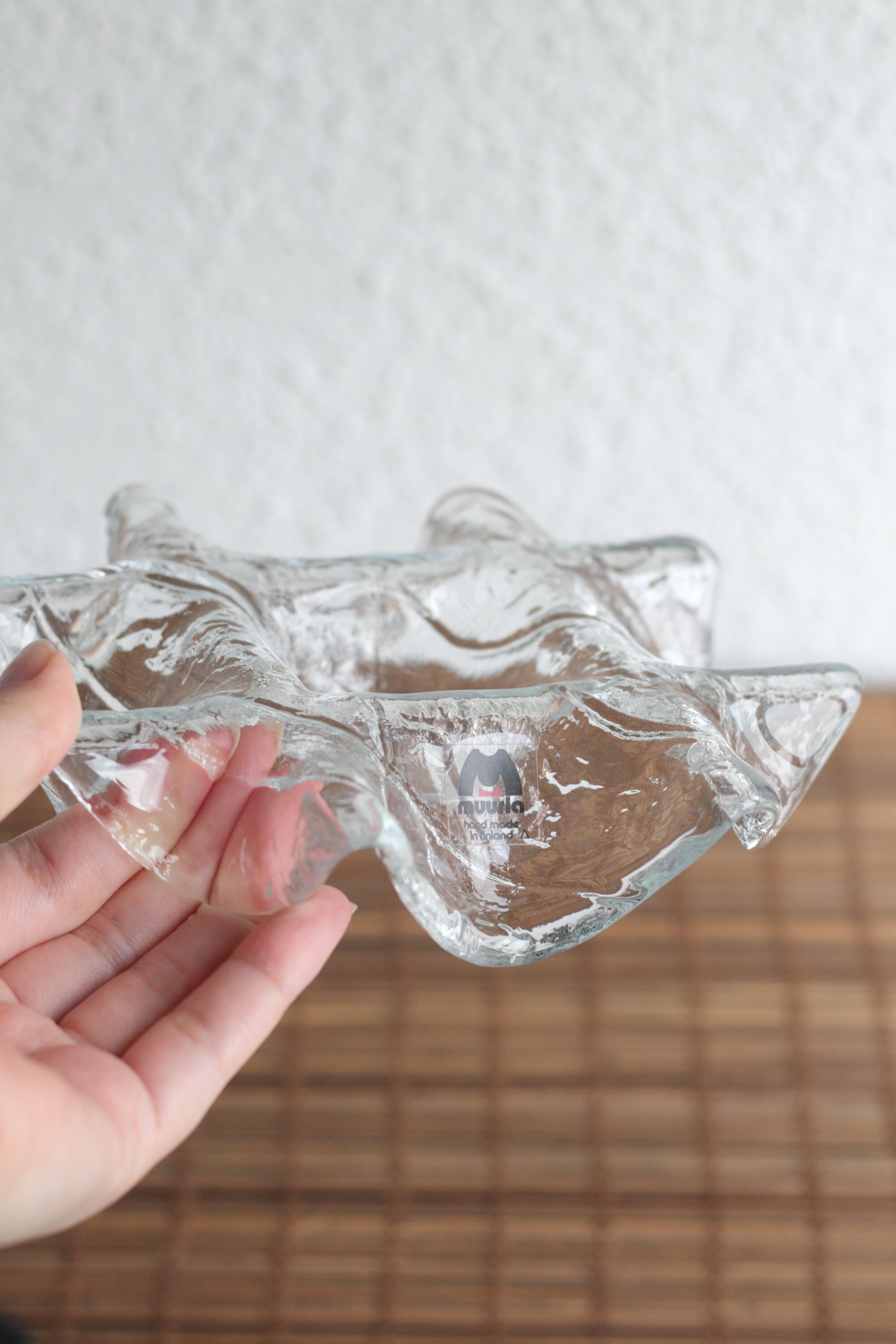 ヴィンテージ Muurla ガラスキャンドルホルダー：フィンランドのミニマ