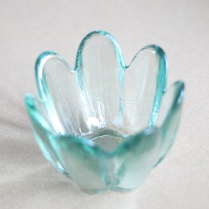 Vintage clear glass bowl, recycled glass bowl, vintage flower glass bowl