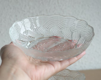 Vintage textured glass bowl, vintage Arcoroc glass bowl, clear glass bowl, made in France, textured glass bowl