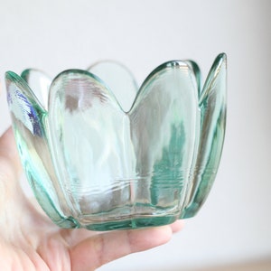 Vintage clear glass bowl, recycled glass bowl, vintage flower glass bowl
