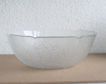Vintage Arcoroc Aspen Leaf Glass Bowl, Textured Fruit Dish, Made France