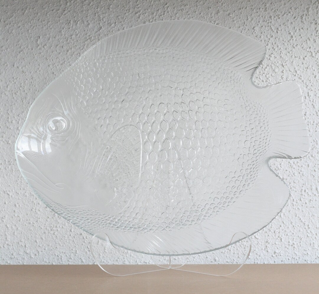 Large Vintage Arcoroc Fish Glass Plate Vintage Arcoroc Glass Etsy