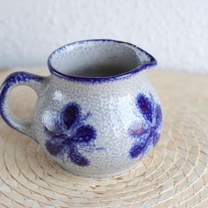 Vintage Blue Salt Glazed Pitcher: West Germany Ceramic Jug