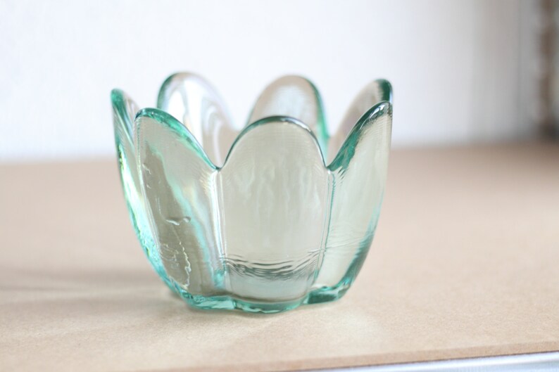 Vintage clear glass bowl, recycled glass bowl, vintage flower glass bowl