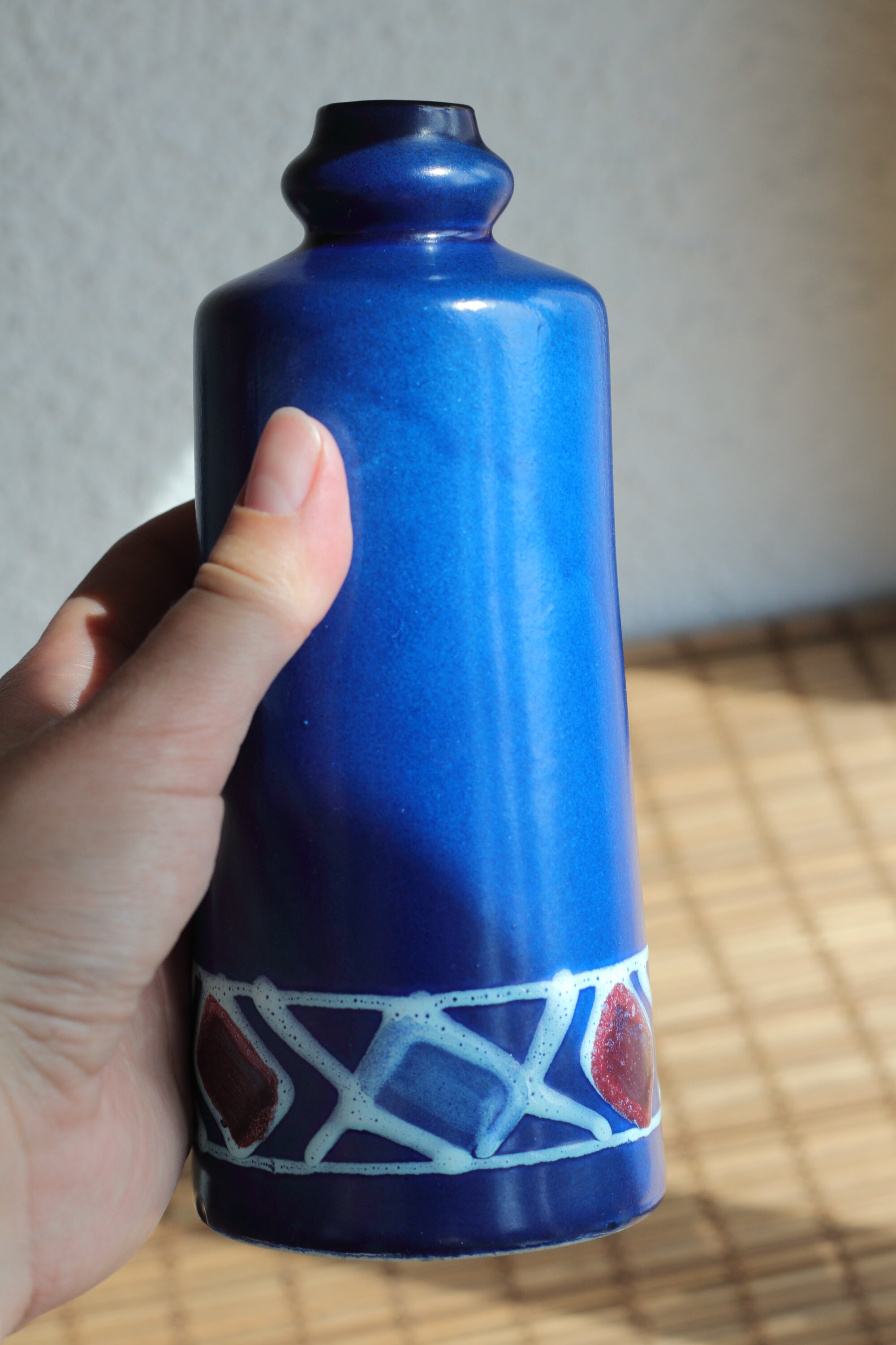 ストレラ ブルーボトル型花瓶：ミッドセンチュリーモダン 東ドイツ製