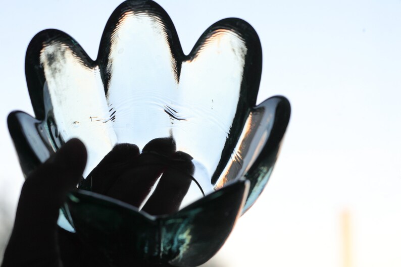 Vintage clear glass bowl, recycled glass bowl, vintage flower glass bowl