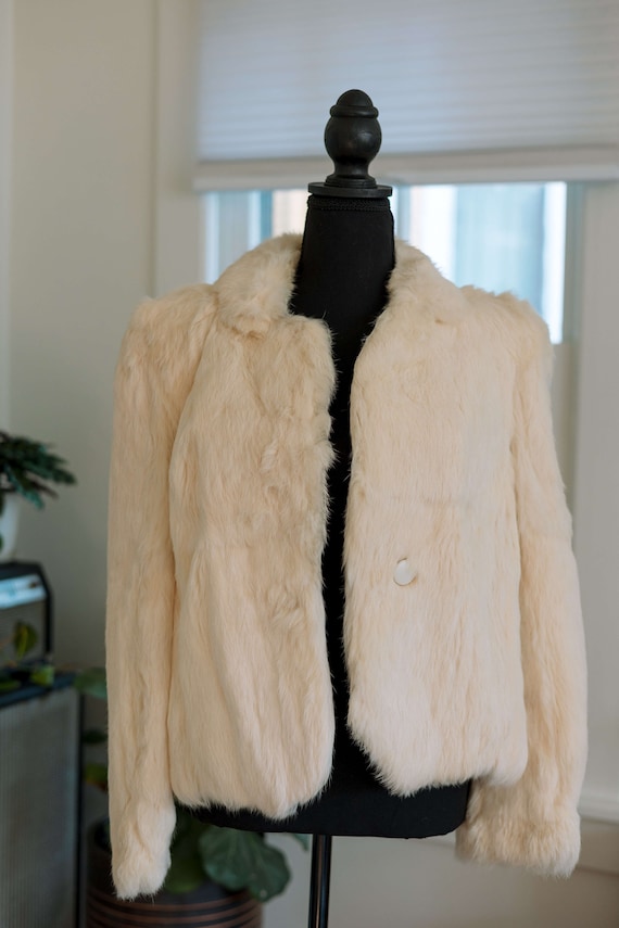 Vintage White Rabbit Fur Coat