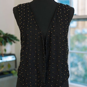 Vintage 70s gold and black beaded vest