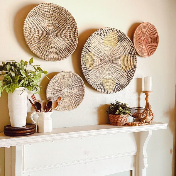 Boho Woven Basket Wall Art Etsy
