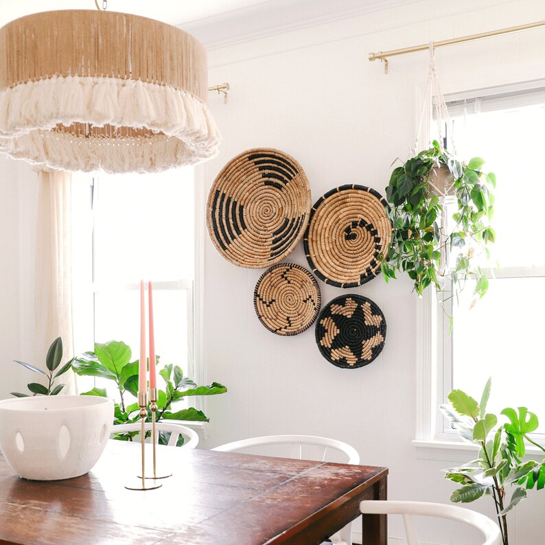 Wicker Wall Basket Décor Set of 4 Hanging Woven Wall Basket Etsy