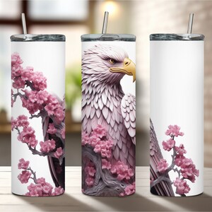 Eagle 3d- pink and white - PNG Sublimation for Straight 20oz Tumblers - Digital Download - MDA100009
