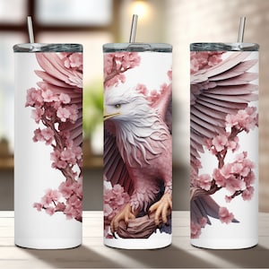3d pink Eagle - 20oz Sublimation Tumbler Designs - Digital Download - 300dpi Tumbler Wrap - MDA100029