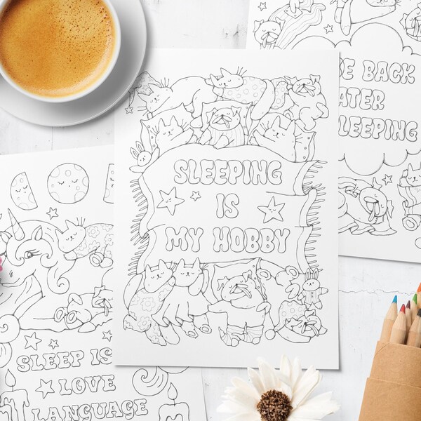 Dibujos digitales avanzados para colorear, con gatos adorables y originales, e ilustraciones relajantes y acogedoras a lápiz.