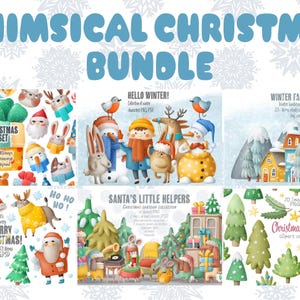 Pacote de Natal Fantástico - Desenhado à Mão - Ilustrações Bonitas - Casas de Inverno - Boneco de Neve - Modelo de Cartão Postal - Kit de Criação de Cenas
