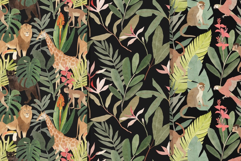 Aperturee Young Wild Three Rectangle Backdrop, Safari Jungle Animals and Tropical Leaves Background, 3rd Birthday Wild One Party Decor