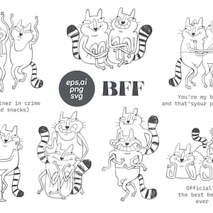 Lustiges Geschenk für den besten Freund, Sarkastische Katzenfiguren, Niedliche Linie Kunst für Karten und Drucke, Minimalistisches Tattoo-Design