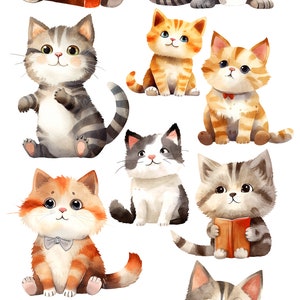 Whimsical Kittens Clipart Png Digital Download, Cute Playful Cats ...