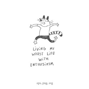 Impresión de cita divertida, arte lineal sarcástico minimalista, arte mural extraño con humor sobre salud mental, tatuaje flash, diseño de calcomanías, sublimación de camisetas
