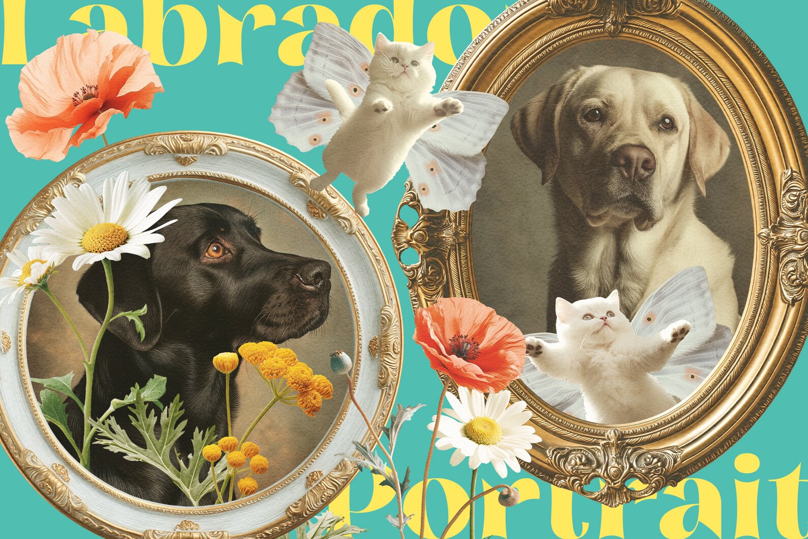 Labrador Dog Portrait Collage Elements Png Overlays Digital Download ...