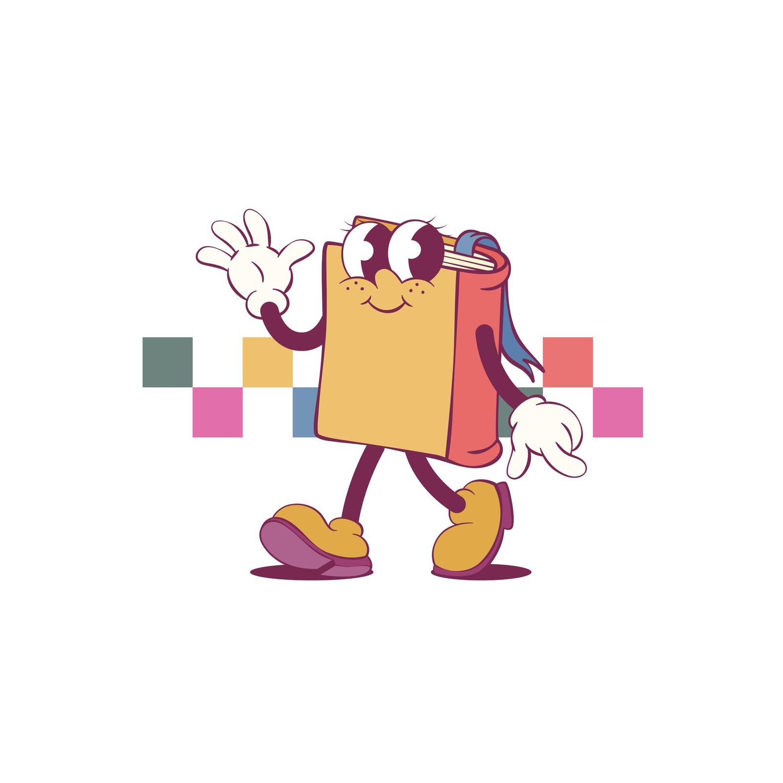 Retro Book Mascot Creation Kit – Groovy Cartoon Character Parts (EPS ...