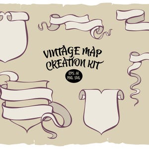 Vintage Hand Drawn Map Creator Kit, Fantasy Clipart (digital Download ...