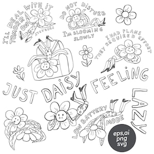 Funny Line Art, Lazy Quote Prints, Procrastination, embroidery design, sublimation Comic style clipart, T-Shirt design, embroidery sketch