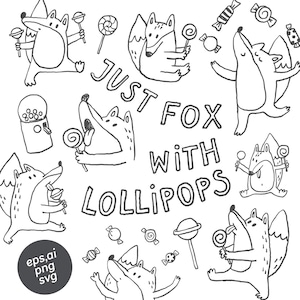 Funny Doodle Clipart, Quirky Hand-Drawn Graphics, Cute Animals hand drawn Illustrations, Digital Stamps for Stickers, T-Shirts and Cards