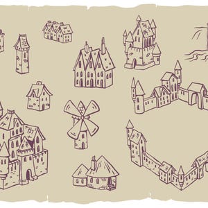 Vintage Hand Drawn Map Creator Kit, Fantasy Clipart (digital Download ...