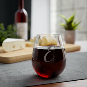 Letter &quot;E&quot; Stemless Wine Glass, 11.75oz