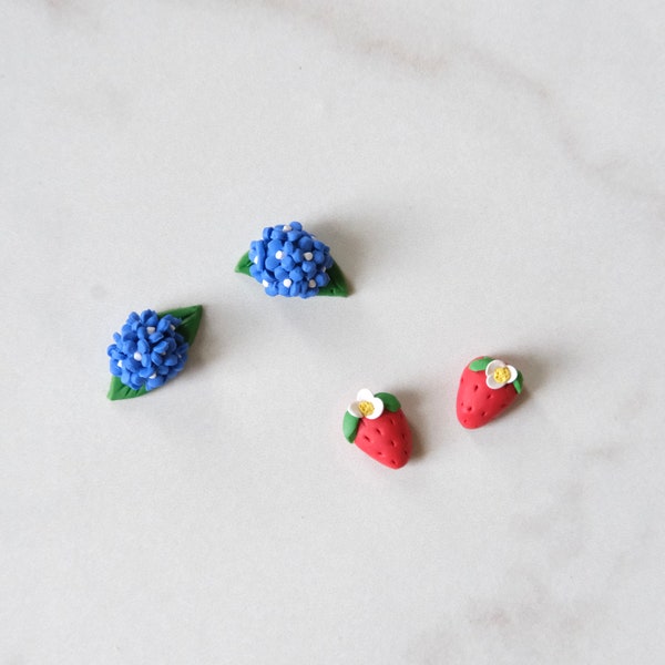 Strawberry Earrings | Stud Earrings | Small earrings | Handmade jewelry | Delicate jewelry | gifts for her |  hydrangea | mothers day